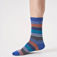 Ethical Superstore 40% Discount on Thought Multi Stripe Bamboo Crew Socks Deep Blue UK711