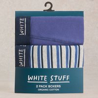 White Stuff Hove Stripe & Plain Organic Boxers - Navy - 2 Pairs