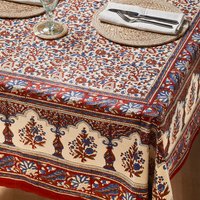 Classic Block Printed Floral Tablecloth - 150cmx220cm
