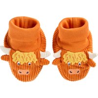 Frugi Cosy Highland Cow Cord Booties - Orange