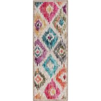 Hug Rug Eco-Washable Painted Runner Rug - Ikat 75 x 220cm