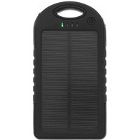 Chargeur Solaire - Batterie De Secours 5000 Mah + Torche Pour Mobiles Et Smartphones - Noir