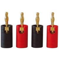 Dynavox 4-Piece Banana Plug Masculin Set - Gilded - Red / Black
