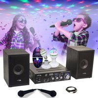 Pack KARAOKE-STAR2MKII Enfant - 2 Enceintes 2 Micros 1 Ampli Bluetooth USB SD 100W