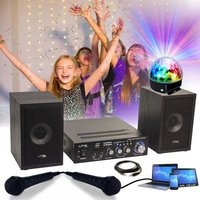 Pack KARAOKE-STAR2MKII Enfant - 2 Enceintes 2 Micros 1 Ampli Bluetooth USB SD 100W