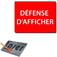 Plaque gravée autocollante 20x15cm "Défense d'afficher" fond rouge