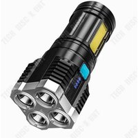 TD® Lampe torche quadricoeur forte lumière rechargeable lampe de camping extérieur multifonction led longue portée lumière portable