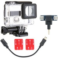 (#53) 2 in 1 Waterproof Protective Housing Case Diving Box + External Mini Stereo MIC Microphone for GoPro HERO 4 / 3+ / 3,