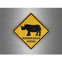 Autocollant Sticker Laptop Panneau Route Safari Attention Rhinoceros
