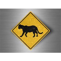 Autocollant Sticker Laptop Panneau Route Safari Attention Panthere