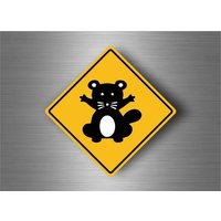 Autocollant Sticker Laptop Panneau Route Safari Attention Racoon