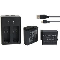 2 pièces 1220 mAh Piles Remplaçables Bateria Double Chargeur Double Port pour GoPro Hero7 6 5 Go Pro 5 Action Sport Caméra Accessoires