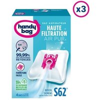 Sacs Aspirateurs - HANDY BAG - S62 - 3x4 sacs + 1 filtre - 55% de matériaux recyclés ou renouvelables