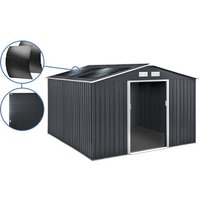 Abri De Jardin Métal - "Vegas"- 15 M² Avec Panneaux Solaires - Gris