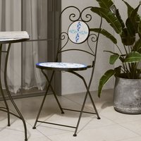 Vidaxl Chaises De Bistro Pliables Lot De 2 Bleu Et Blanc Céramique