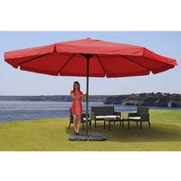 Parasol En Aluminium Meran Pro, Gastronomie, Marché, Avec Volant, Ø 5m Bordeaux Avec Pied
