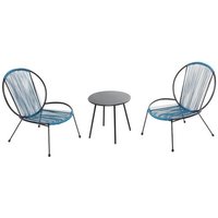 Ensemble De 2 Fauteuils + 1 Table Basse Bleu Rete