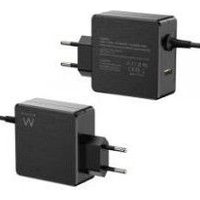 Ewent Ew3978 Chargeur Mural Usb-C Pour Ordinateur Portable +1 Port Usb-A Pd 65w Noir