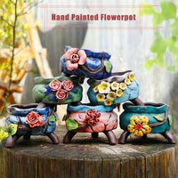 Pot De Plantes Succulentes De Style Cor¿¿En, Pot De Fleurs Peint ¿¿ La Main, Pot De Fleurs En C¿¿Ramique Respirant, Conteneur De Jardini¿¿Re, D¿¿Cor
