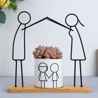 Pot De Fleurs Nordique En C¿¿Ramique, Pot De Plantes Vertes Succulentes, Simple, Abstrait, Maman Papa, Heureux, Parent-Enfant, D¿¿Coration De La