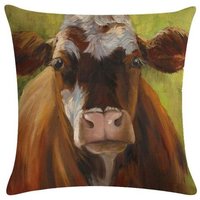 Bovin Peinture Lin Housse De Coussin Maison Décorative Taie D'oreiller Belle Vache Jeter Des Oreillers Taie Minimaliste Oreillers