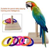 Xue Activité D'intérieur Aire De Jeux Empilable Ronger Avec Des Anneaux De Couleur Formation D'intelligence De Table Oiseau Mâcher Jouet En Bois