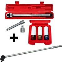 Clé dynamométrique 1/2 - 30-210 Nm - Kit pour changer les roue - 3 embouts 17 / 19 / 21 - FAMEX 10905