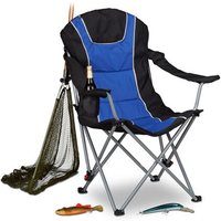 Relaxdays Chaise De Camping Pliable Fauteuil De Pêche Rembourré Porte-Boissons Dossier