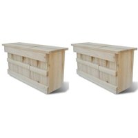 Nichoir Décoration Extérieur Maison D'oiseaux Moineau En Bois 2 Pièces 44x15,5x21,5 Cm Dec020826