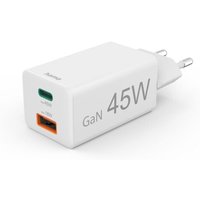 Charg. Rapide, 1 Usb-C Pd, 1 Usb-A Qc, Mini-Chargeur, 45 W, Blanc
