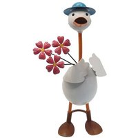 Statue De Canard Jardin, Figurines Artisanales En Fer, Décoration Artistique Debout Avec Vase À Fleurs Planter, Résistante Aux Intempéries Pour Villa