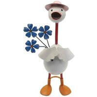 Statue De Canard Jardin, Figurines Artisanales En Fer, Décoration Artistique Debout Avec Vase À Fleurs Planter, Résistante Aux Intempéries Pour Villa