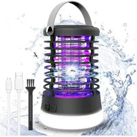 Lampe Moustique Exterieur Camping, 3 en 1 Lampe Moustique Insectes avec 3 Modes d'éclairage, IP66 Etanche Appareil Anti Moustique Batterie USB
