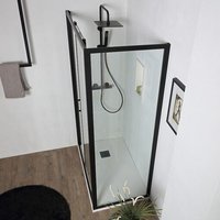 PORTE DE DOUCHE NICHE 140CM + PAROI FIXE 70CM AVEC PORTE COULISSANTE CITY