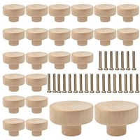 Boutons de Tiroir Ronds en Bois, Poignées Meubles D'Armoire Adaptées à la Commode -Robe Tiroirs (24 Pièces)