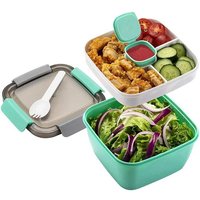 RéCipient à DéJeuner à Emporter, à Salade de 1500 Ml avec 3 Compartiments, RéCipient à Vinaigrettes pour Garnitures à Salade