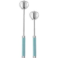 2 Pièces Batteur à ?ufs Semi-Automatique Fouet Mélangeur Main Manuel Ustensiles Crème Auto-Tournants Gadget de Cuisine