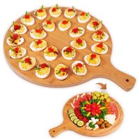 Plateau D'?Ufs Farcis - Planche à DéCouper et de Service Ronde RéVersible pour Charcuterie et Fromage