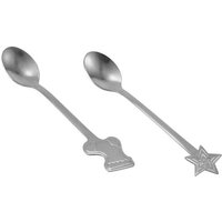 16 PièCes DéCorations de NoëL pour en Acier Inoxydable CuillèRes à Café de NoëL CuillèRe à Dessert Vaisselle Cuisine un Cadeaux Argent