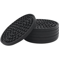 Sous-Verres Ronds Noirs en Caoutchouc de Silicone (Lot de 6) AntidéRapants Parfaits pour les Maisons et les Bars
