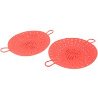2 PièCes SéRies Cuiseur à Vapeur en Silicone, Insert de Panier à Vapeur de LéGumes pour Autocuiseurs, -Ondes, Multicuiseurs, Rouge