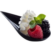 100 Mini Assiettes à ApéRitif Tear Drop - Mini Assiettes à Dessert CuillèRes à DéGustation Mini CuillèRes en Plastique CuillèRe à Dessert , Noir