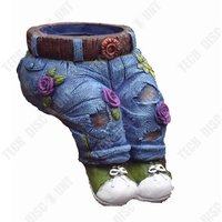 Td Pot De Fleur 7x7.5x10cm Pots De Fleurs Créatifs Assis Sur Un Jean Jardinières D'intérieur Jardinières D'intérieur Et D'extérieur