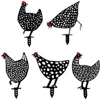 Piquets De Jardin Décor De Cour Poule , Enjeux Acrylique De Jardin De Silhouette Animale,Décor De Statue De Coq Creux Pour La Cour (5pcs)