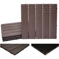 Carrelage En Wpc Hwc-E20, Aspect Bois Pour Balcon/Terrasse 4x Chaque 50x50cm = 1m², Gaufré Marron Foncé