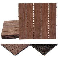 Carrelage En Wpc Hwc-E19, Aspect Bois Pour Balcon/Terrasse, Structure 3d Brun Foncé, 4x Chaque 50x50cm = 1m²