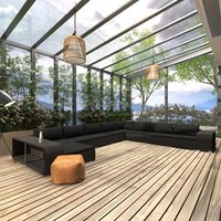 Vidaxl Salon De Jardin 11 Pcs Avec Coussins Résine Tressée Noir
