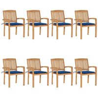 Vidaxl Chaises De Jardin Empilables Avec Coussins 8 Pcs Teck Solide