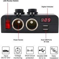 Voltmètre À Prise Allume Cigare Avec Interrupteur À Bascule 3.1a, Double Usb, Chargeur De Voiture, Installation Facile, Éléments De Voiture Personnels