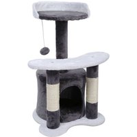 Arbre À Chat 65 Cm Sisal Plateforme Niche Et Balle De Jeux Griffoir Gris/ Blanc Helloshop26 16_0000003